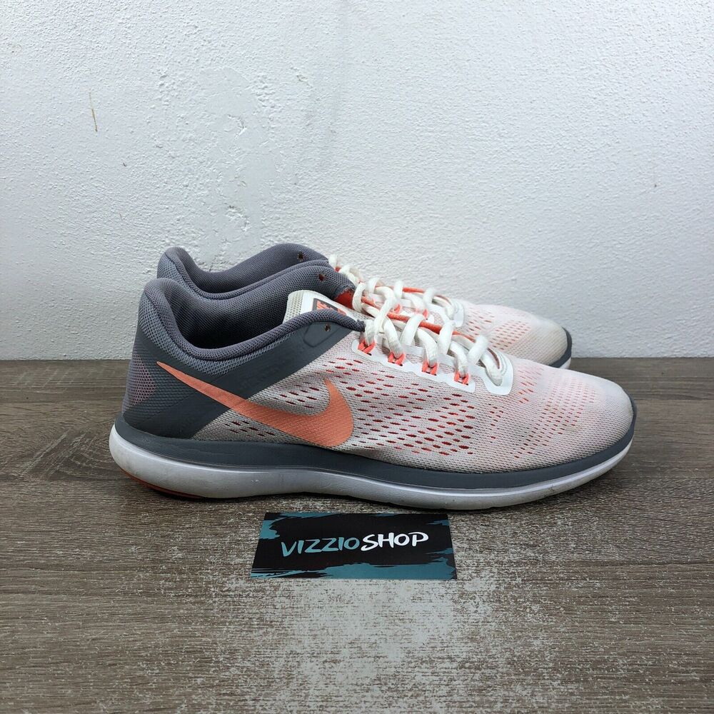 Nike Flex 2016 RN White Bright Mango Cool Grey Running Women's 10 830751-101